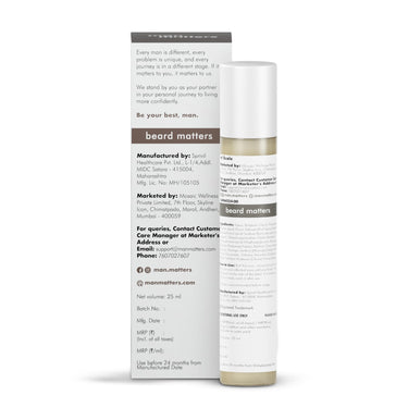 Man Matters BeardGro Serum Roll On 25ml | 4% Anagain, 2% Aminexil & 1% Rosemary | For Stronger, Fuller & Thicker Beard | Solves Uneven & Patchy Beard | Lightweight, Fast Absorption